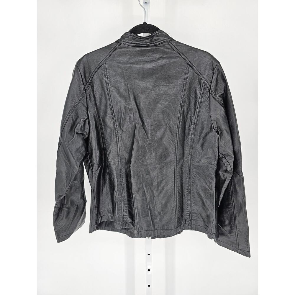 Apt 9 Womens Sz XL Full Zip Up Faux Leather Moto Jacket Black - Picture 4 of 4